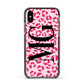 Personalised Leopard Print Initials Apple iPhone Xs Impact Case Black Edge on Black Phone