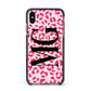 Personalised Leopard Print Initials Apple iPhone Xs Max Impact Case Black Edge on Black Phone