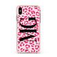 Personalised Leopard Print Initials Apple iPhone Xs Max Impact Case Pink Edge on Gold Phone