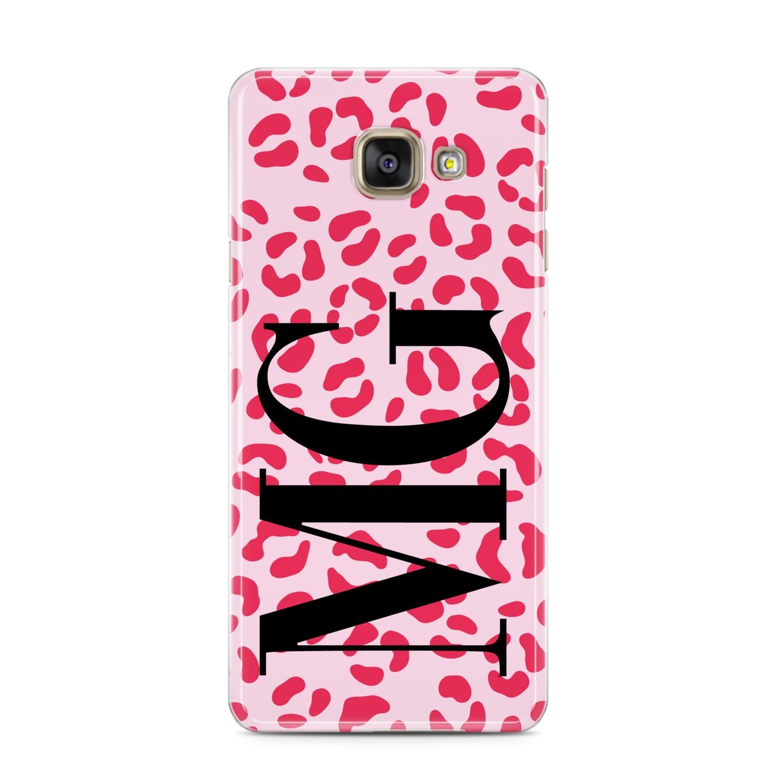 Personalised Leopard Print Initials Samsung Galaxy A3 2016 Case on gold phone