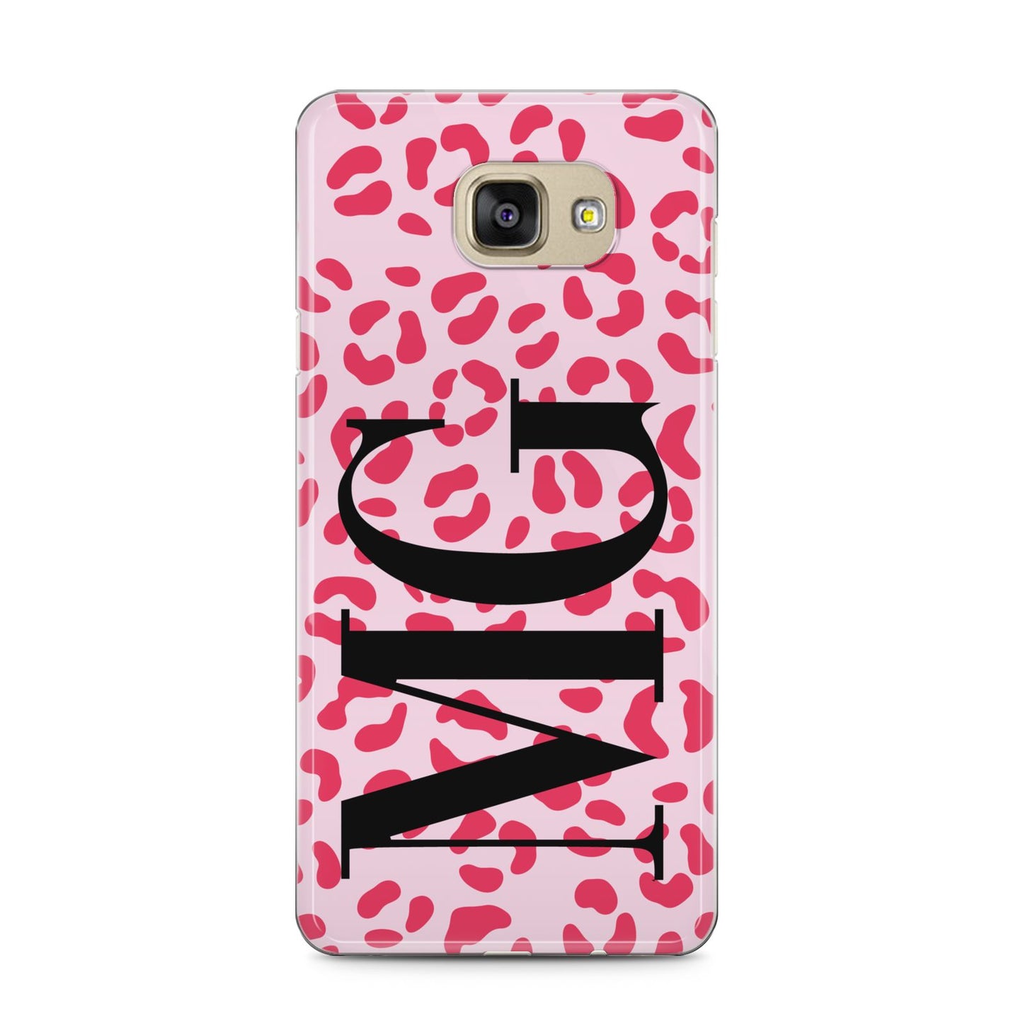 Personalised Leopard Print Initials Samsung Galaxy A5 2016 Case on gold phone