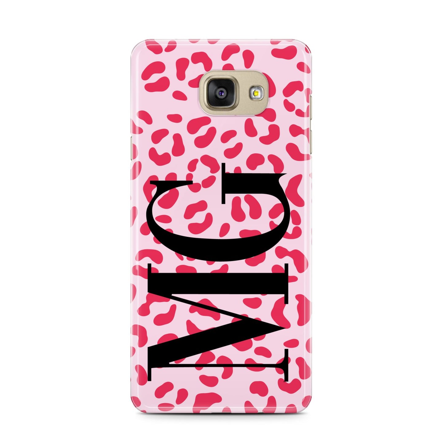 Personalised Leopard Print Initials Samsung Galaxy A7 2016 Case on gold phone