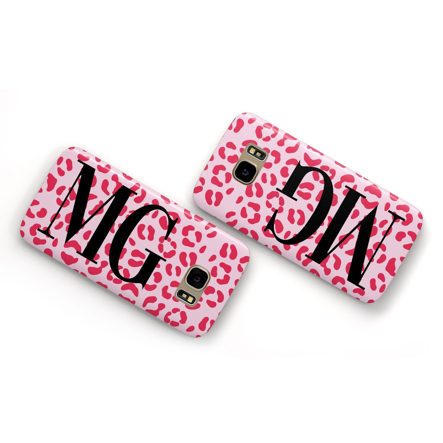 Personalised Leopard Print Initials Samsung Galaxy Case Flat Overview