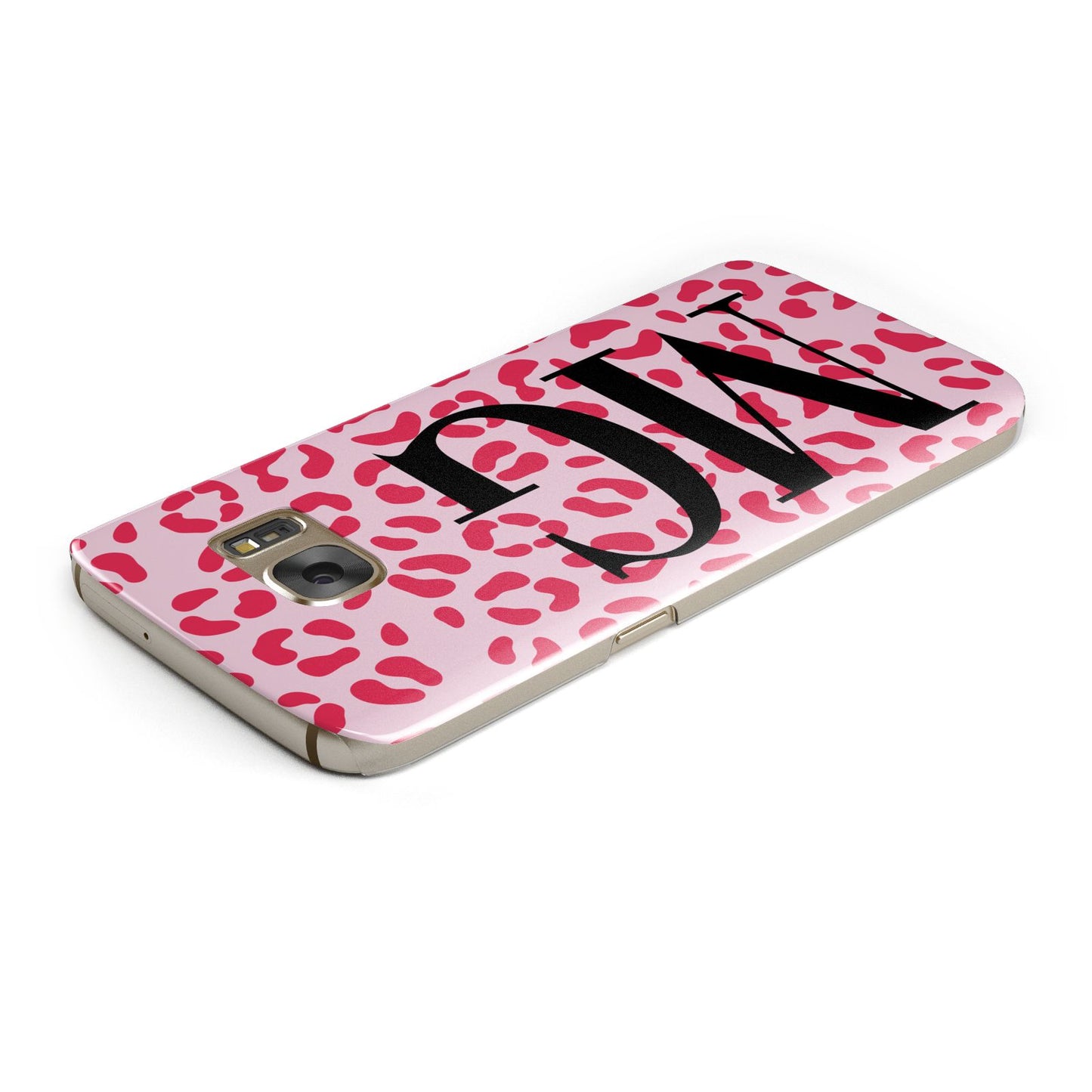 Personalised Leopard Print Initials Samsung Galaxy Case Top Cutout