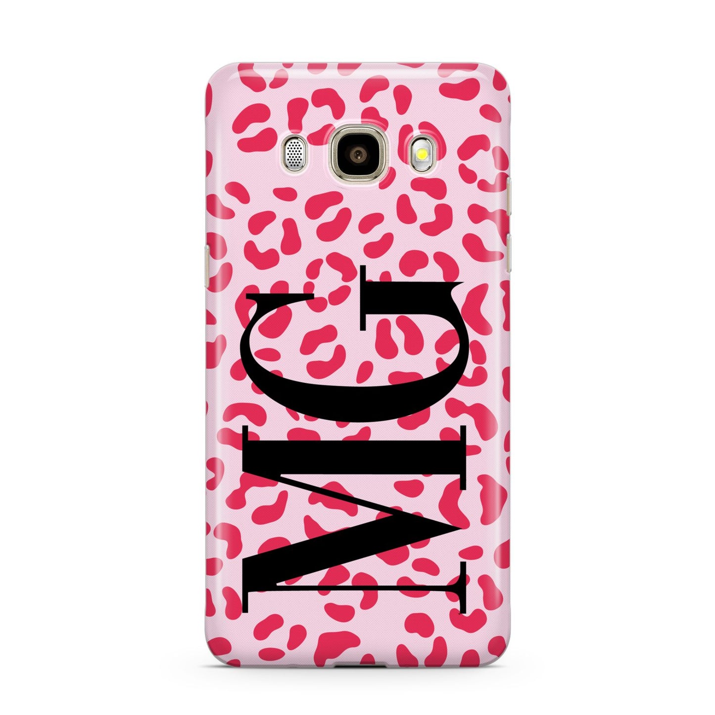 Personalised Leopard Print Initials Samsung Galaxy J7 2016 Case on gold phone