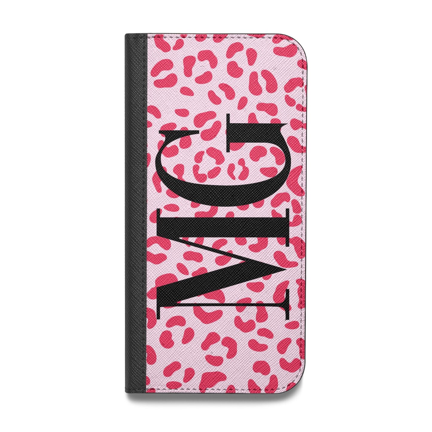 Personalised Leopard Print Initials Vegan Leather Flip Samsung Case