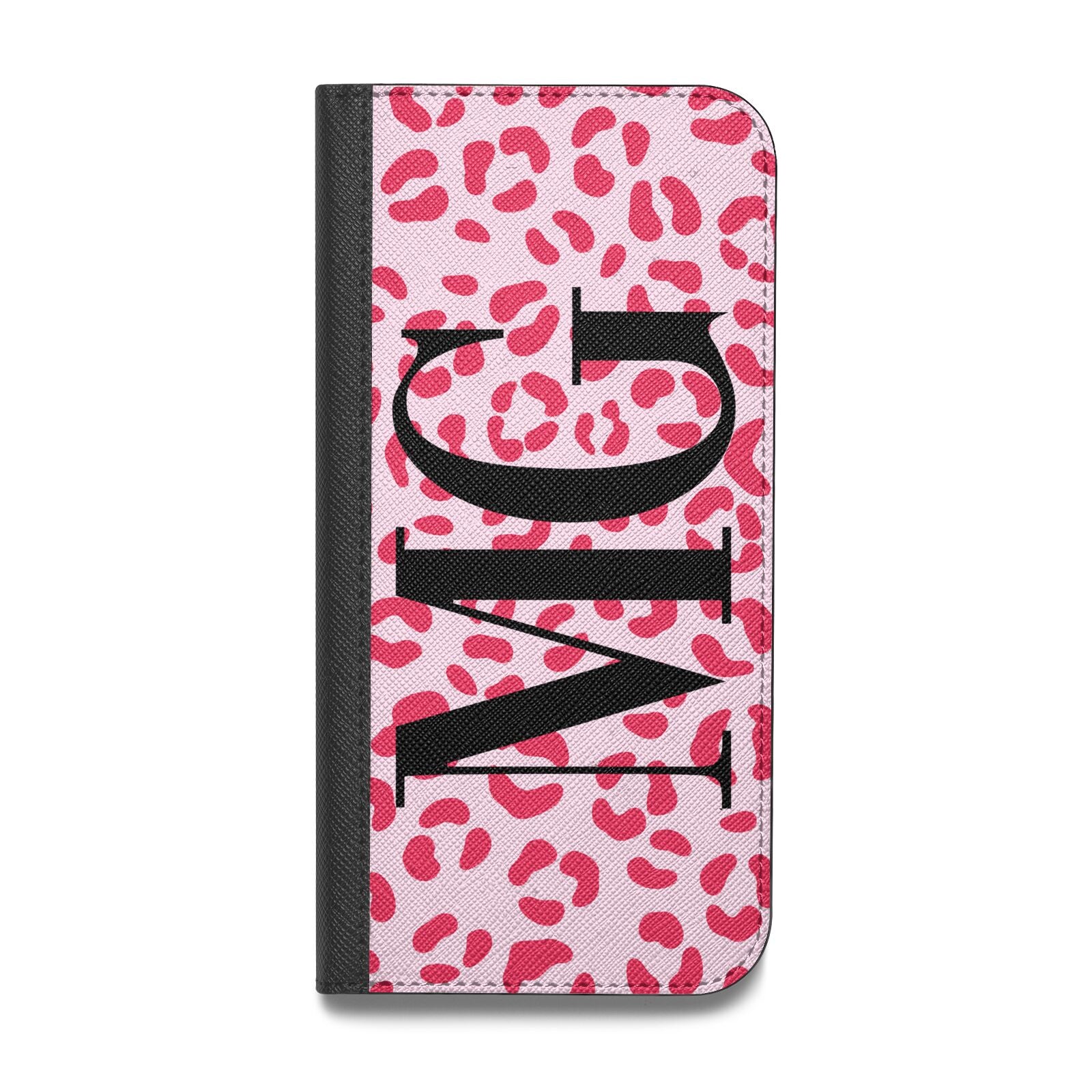 Personalised Leopard Print Initials Vegan Leather Flip Samsung Case