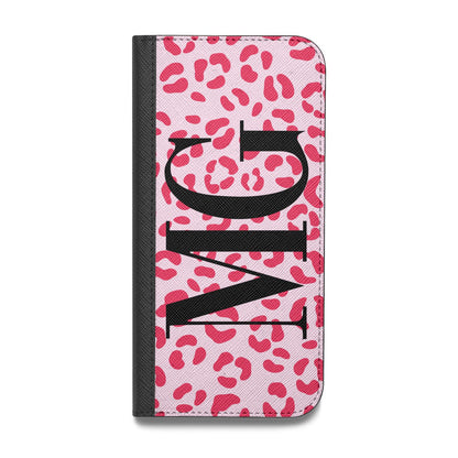 Personalised Leopard Print Initials Vegan Leather Flip Samsung Case