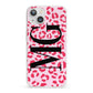 Personalised Leopard Print Initials iPhone 13 Clear Bumper Case