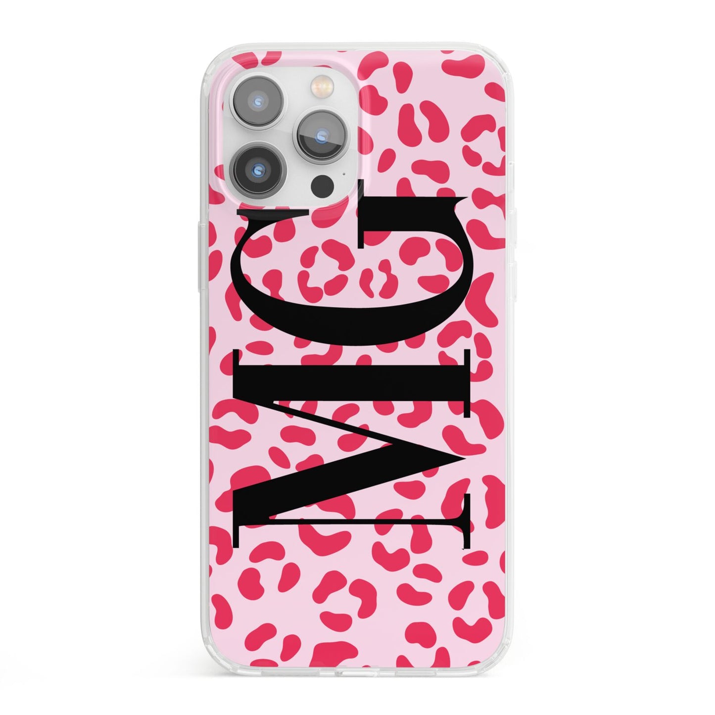Personalised Leopard Print Initials iPhone 13 Pro Max Clear Bumper Case