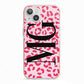 Personalised Leopard Print Initials iPhone 13 TPU Impact Case with Pink Edges