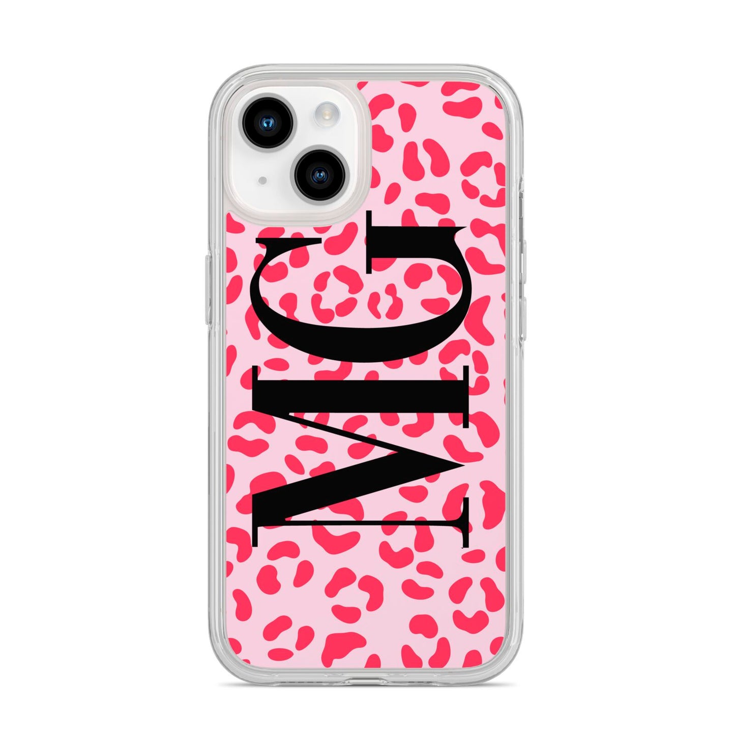 Personalised Leopard Print Initials iPhone 14 Clear Tough Case Starlight