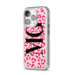 Personalised Leopard Print Initials iPhone 14 Pro Clear Tough Case Silver Angled Image