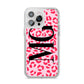 Personalised Leopard Print Initials iPhone 14 Pro Max Clear Tough Case Silver