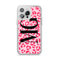 Personalised Leopard Print Initials iPhone 14 Pro Max Glitter Tough Case Silver