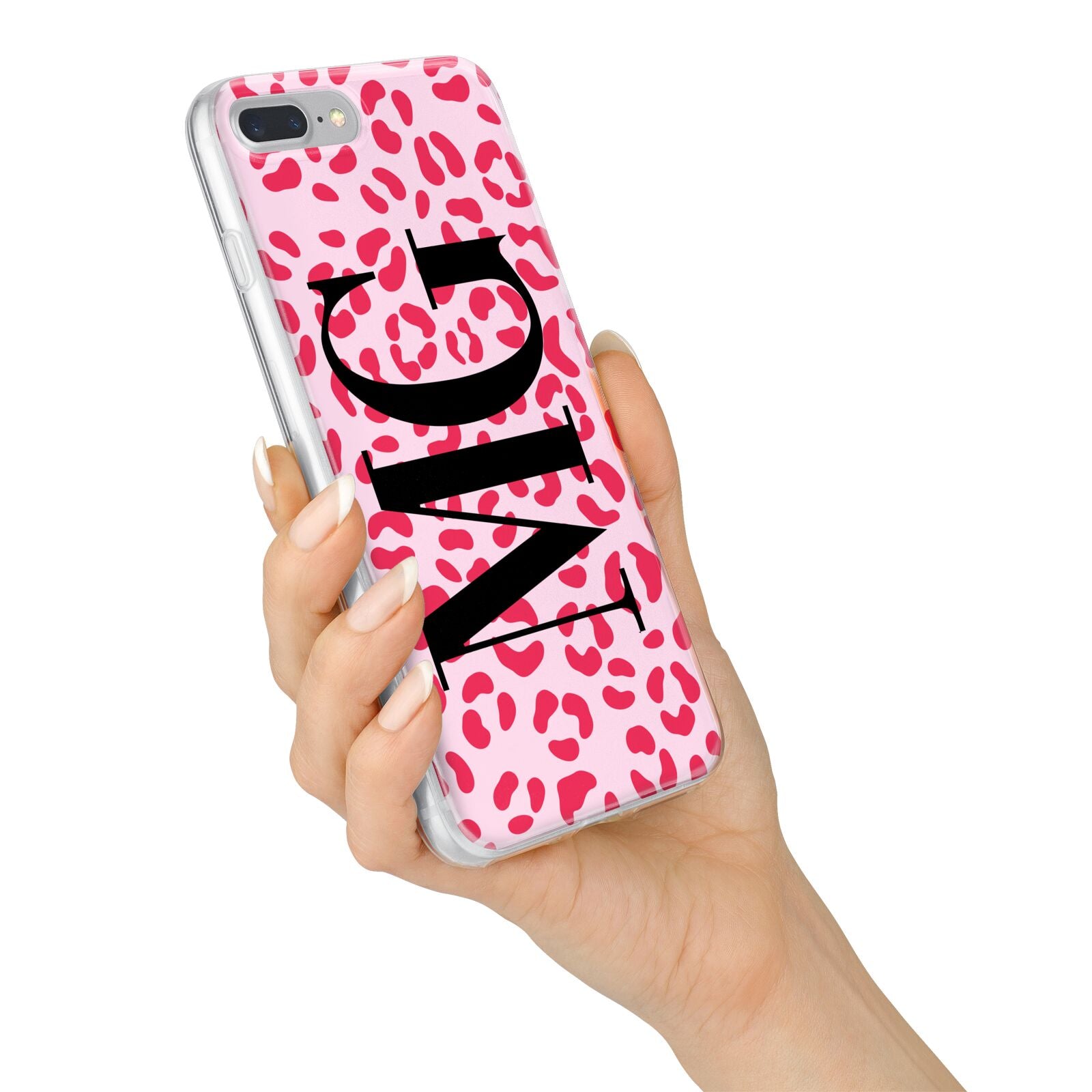 Personalised Leopard Print Initials iPhone 7 Plus Bumper Case on Silver iPhone Alternative Image