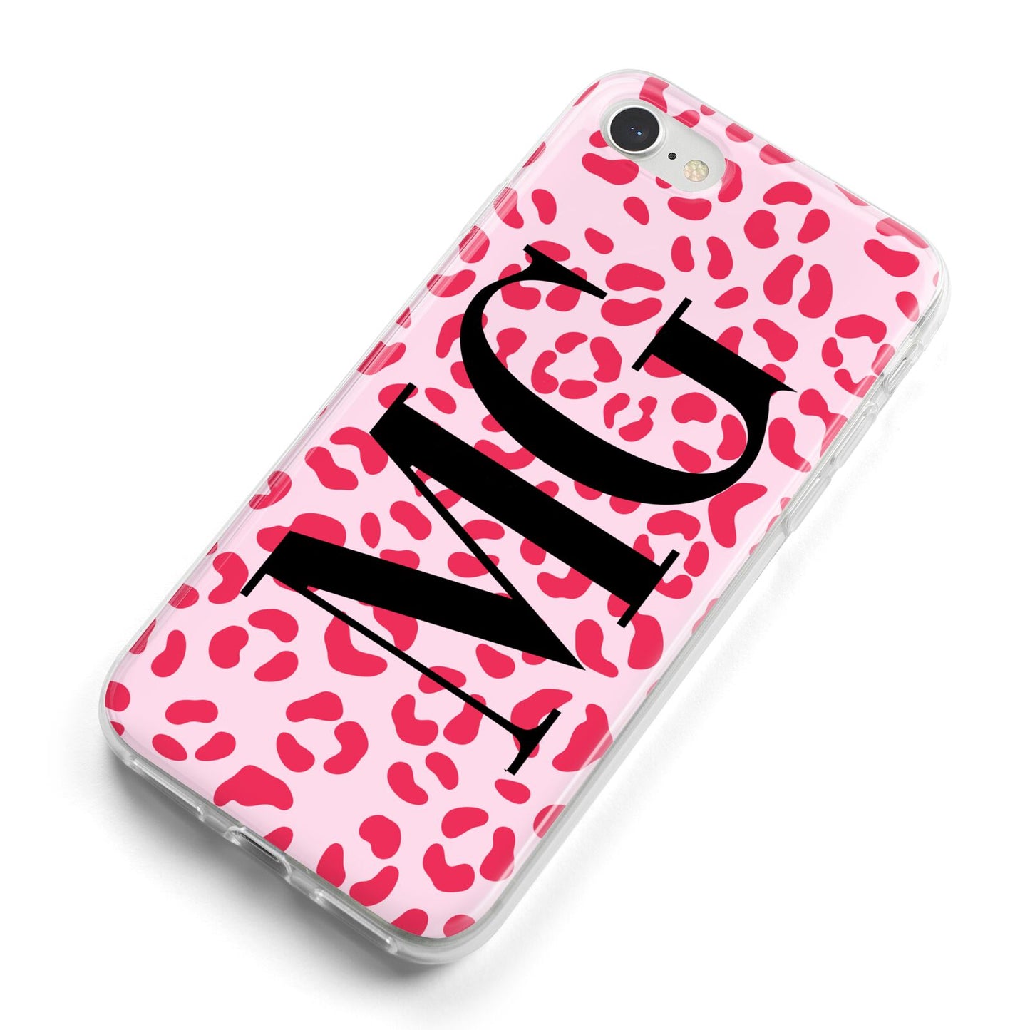 Personalised Leopard Print Initials iPhone 8 Bumper Case on Silver iPhone Alternative Image