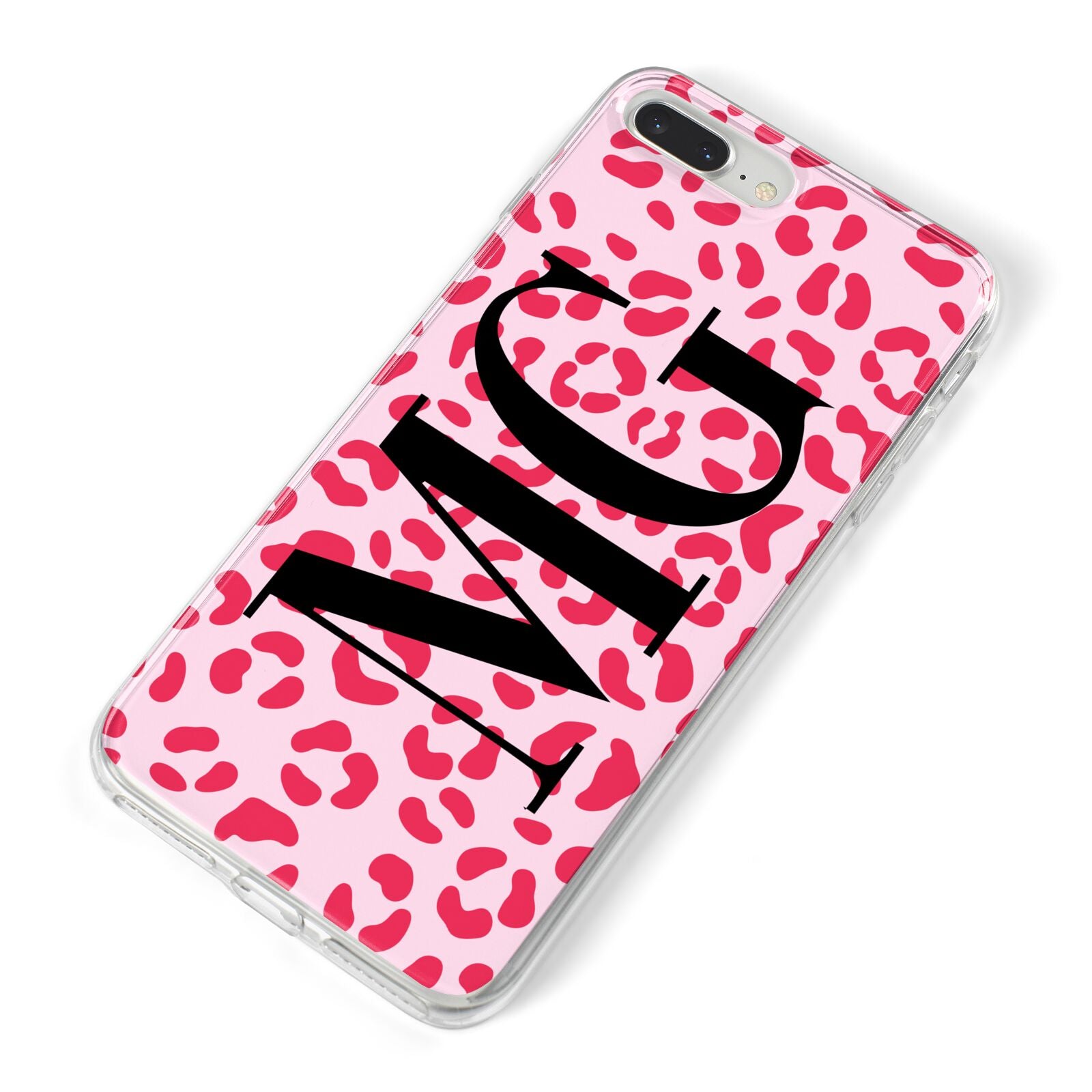 Personalised Leopard Print Initials iPhone 8 Plus Bumper Case on Silver iPhone Alternative Image