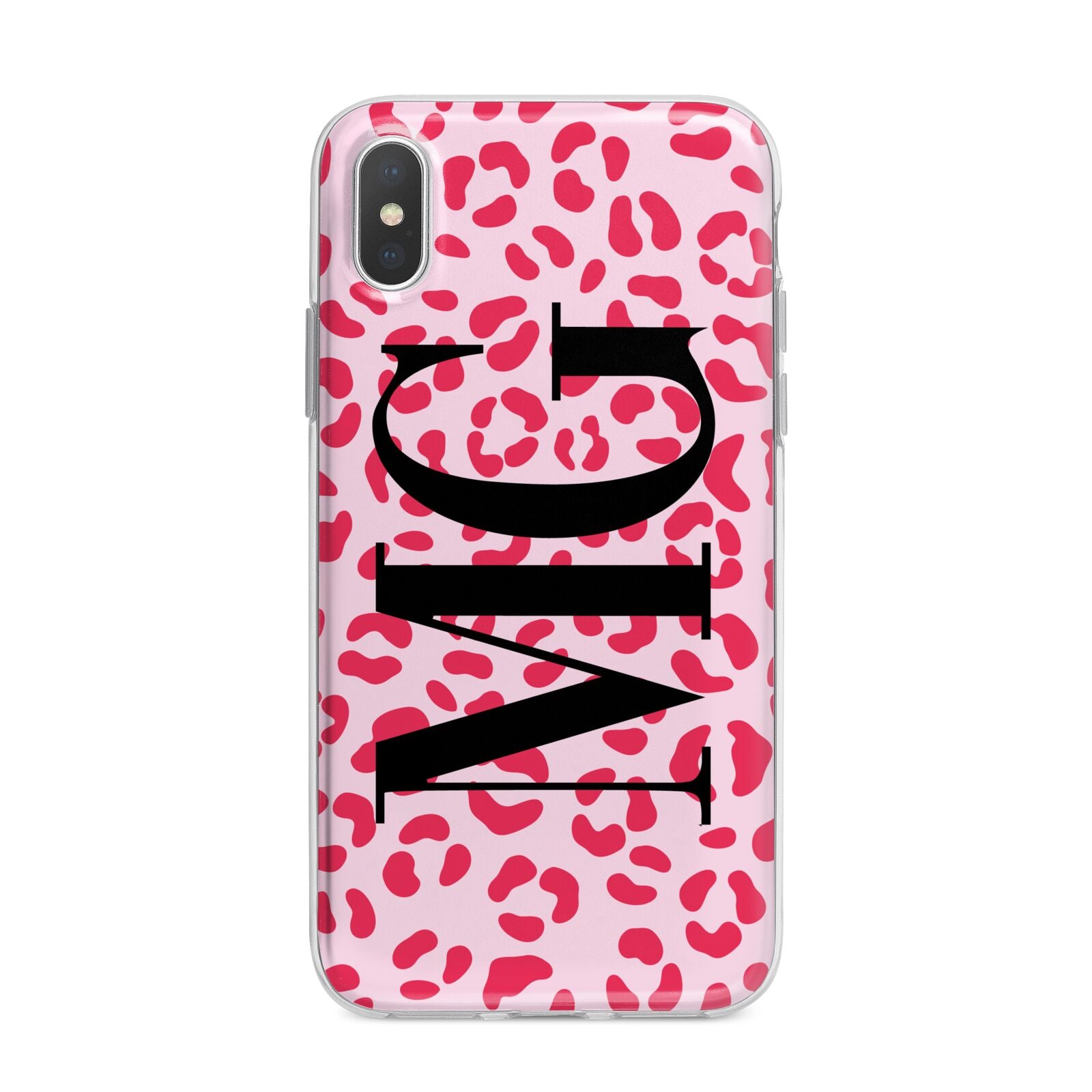 Personalised Leopard Print Initials iPhone X Bumper Case on Silver iPhone Alternative Image 1