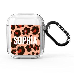 Personalised Leopard Print Name AirPods Case