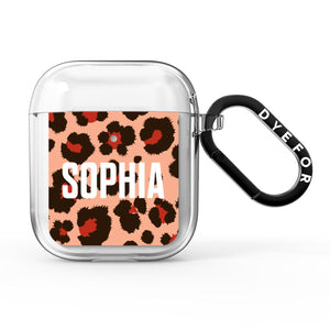 Personalised Leopard Print Name AirPods Case