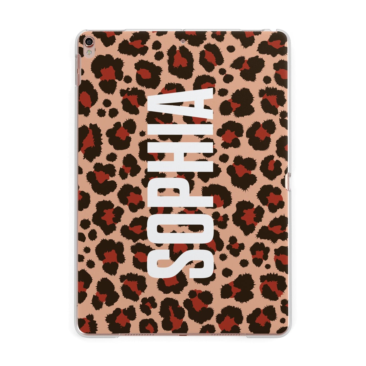 Personalised Leopard Print Name Apple iPad Rose Gold Case