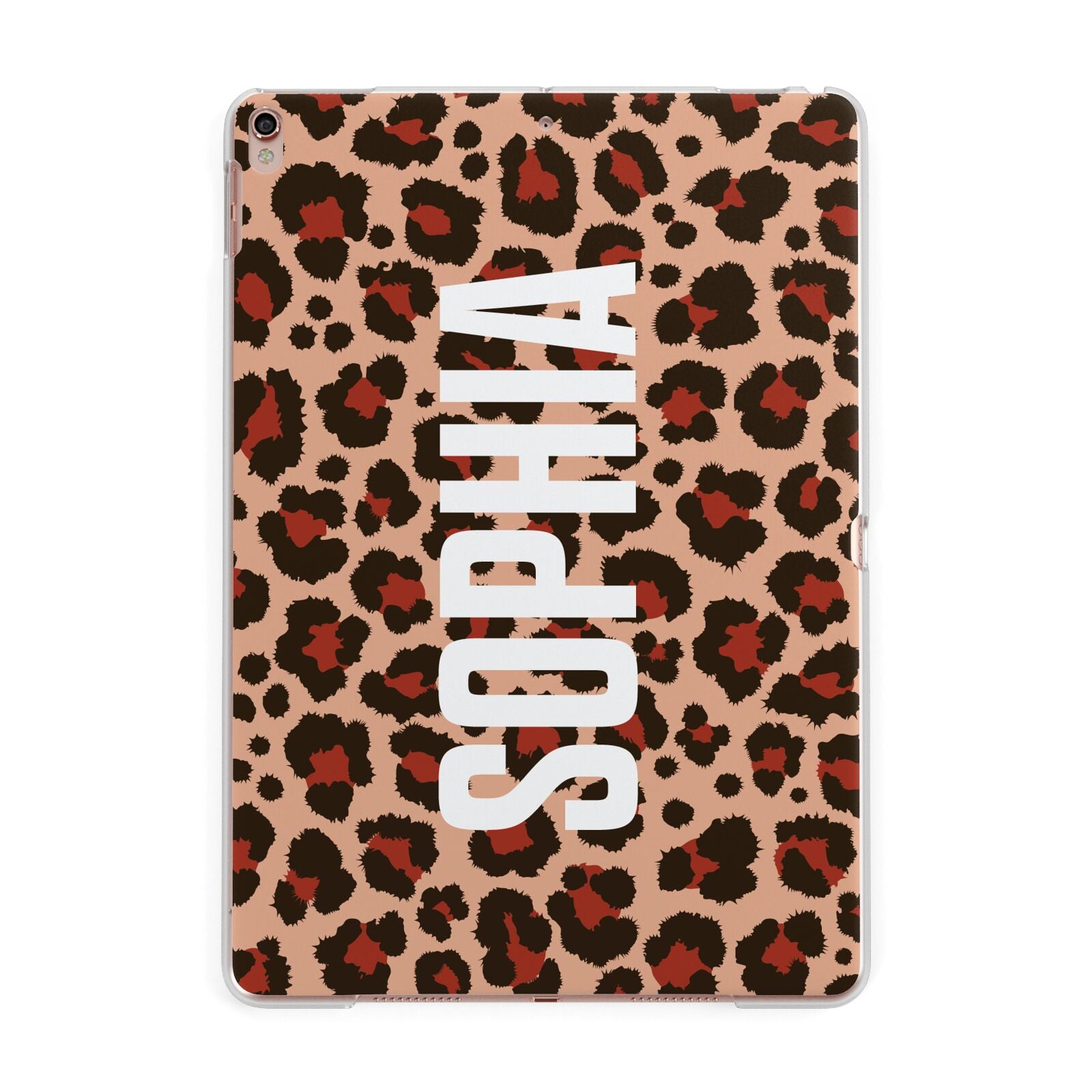 Personalised Leopard Print Name Apple iPad Rose Gold Case