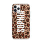 Personalised Leopard Print Name Apple iPhone 11 Pro Max in Silver with Bumper Case