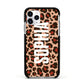Personalised Leopard Print Name Apple iPhone 11 Pro in Silver with Black Impact Case
