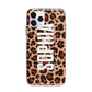 Personalised Leopard Print Name Apple iPhone 11 Pro in Silver with Bumper Case