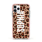 Personalised Leopard Print Name Apple iPhone 11 Pro in Silver with Pink Impact Case