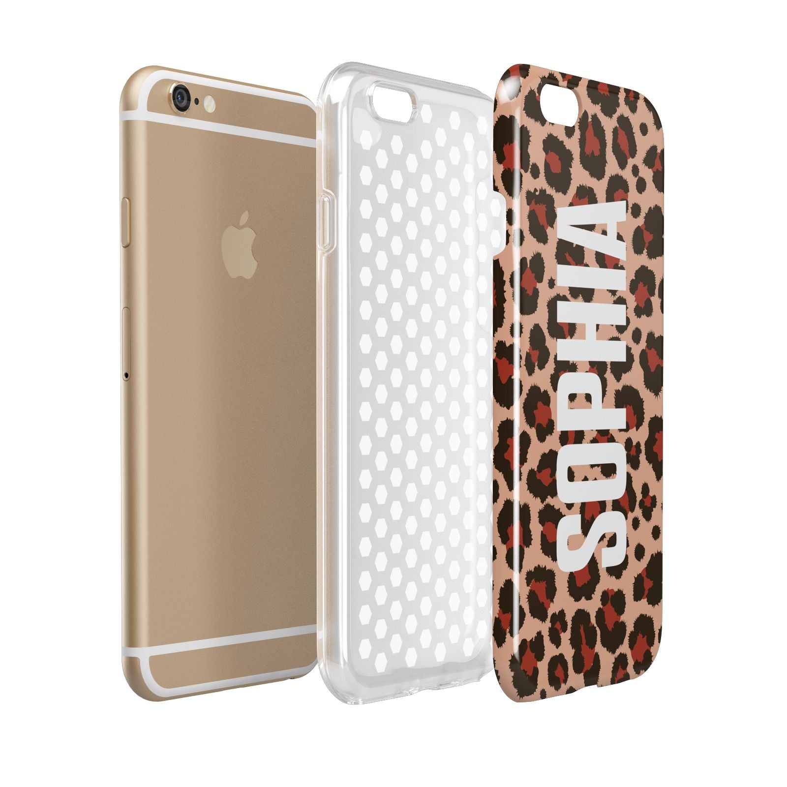 Personalised Leopard Print Name Apple iPhone 6 3D Tough Case Expanded view