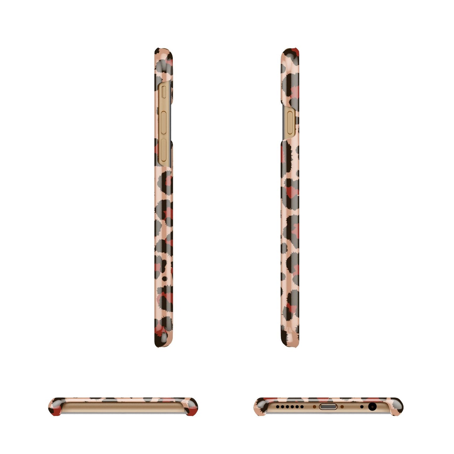 Personalised Leopard Print Name Apple iPhone 6 3D Wrap Snap Case Angled Images