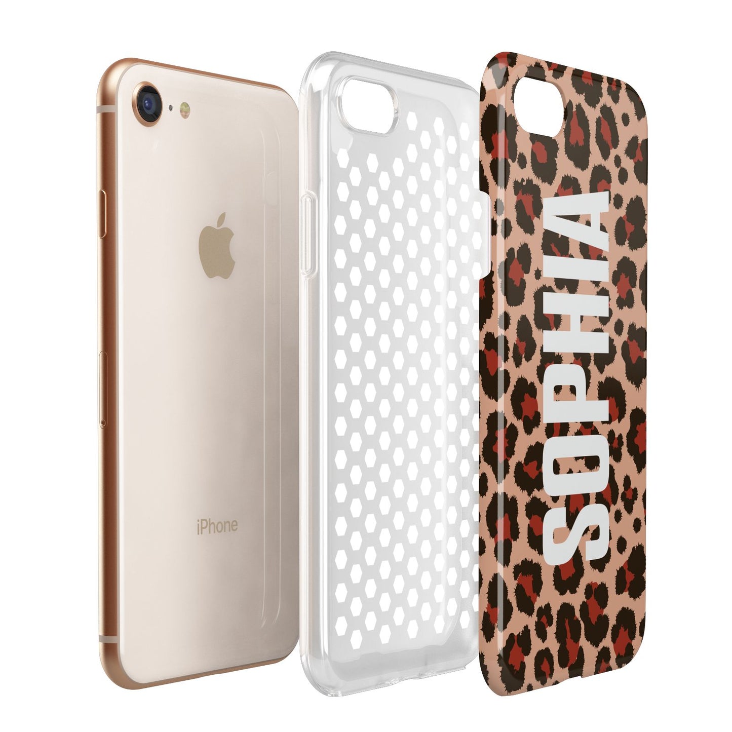 Personalised Leopard Print Name Apple iPhone 7 8 3D Tough Case Expanded View
