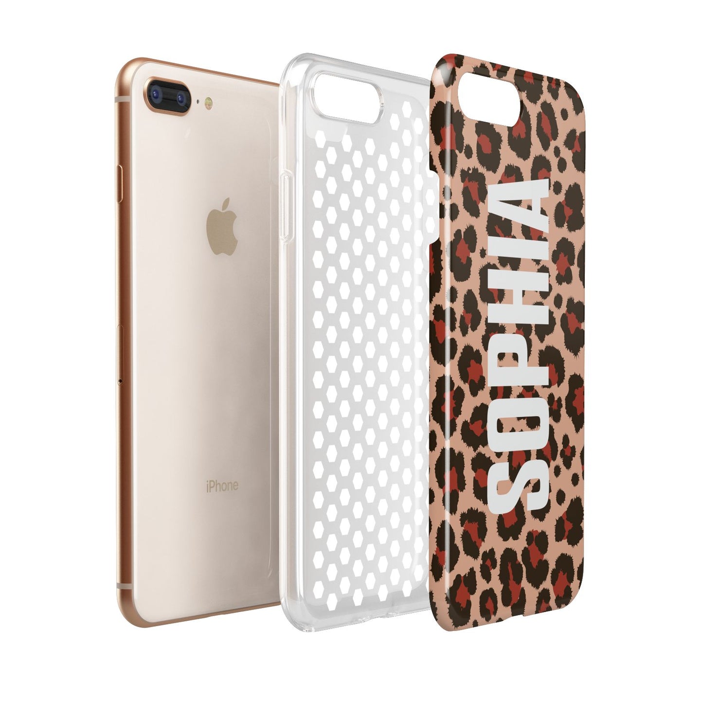 Personalised Leopard Print Name Apple iPhone 7 8 Plus 3D Tough Case Expanded View