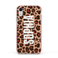 Personalised Leopard Print Name Apple iPhone XR Impact Case Pink Edge on Silver Phone