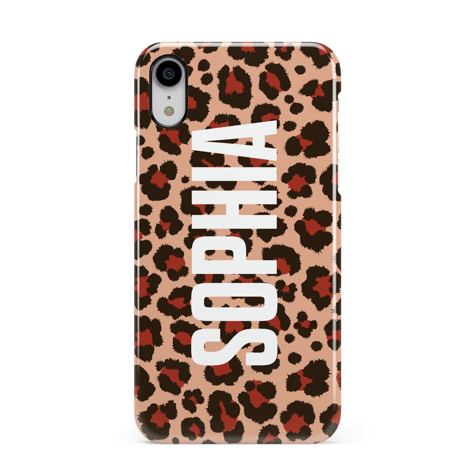 Personalised Leopard Print Name Apple iPhone XR White 3D Snap Case