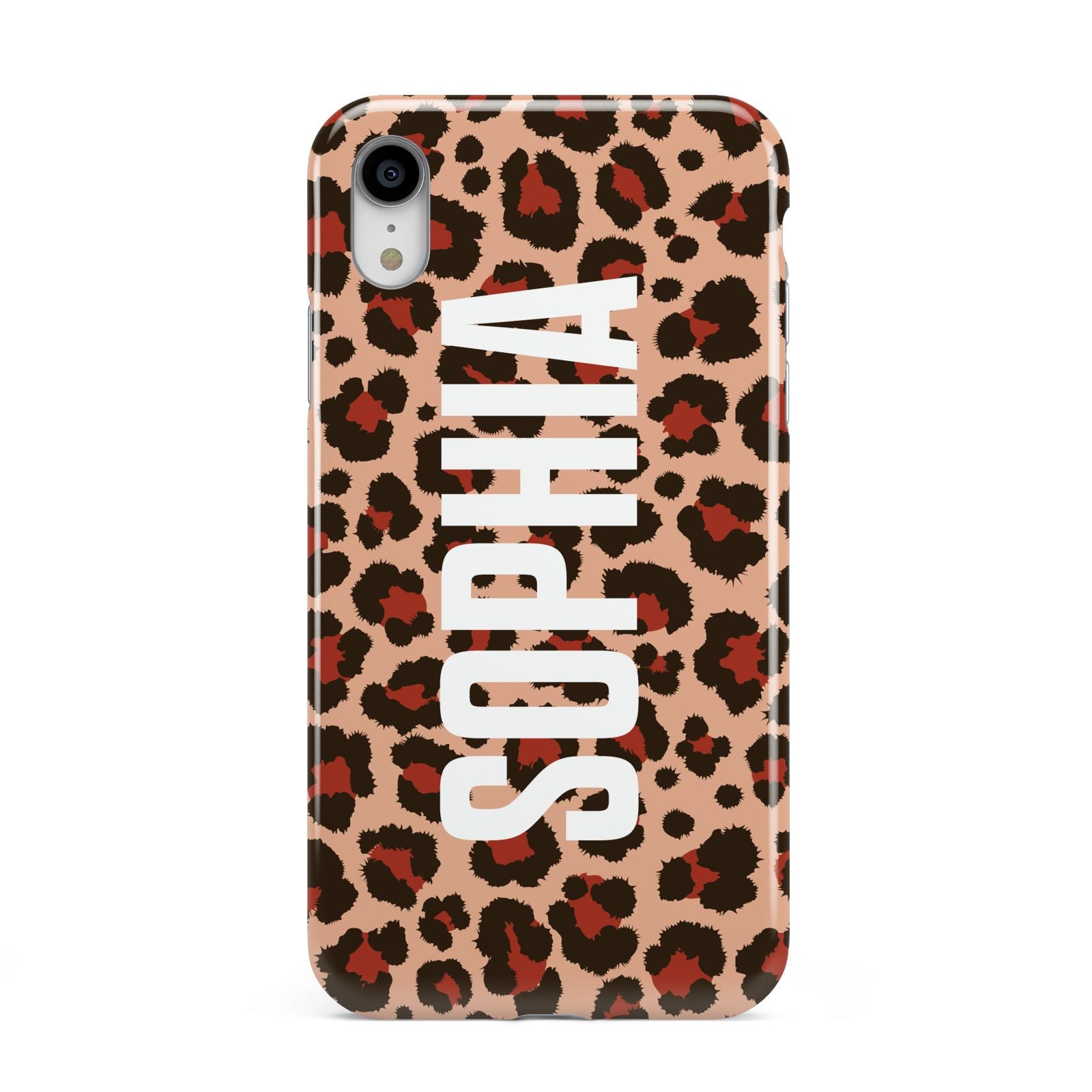 Personalised Leopard Print Name Apple iPhone XR White 3D Tough Case