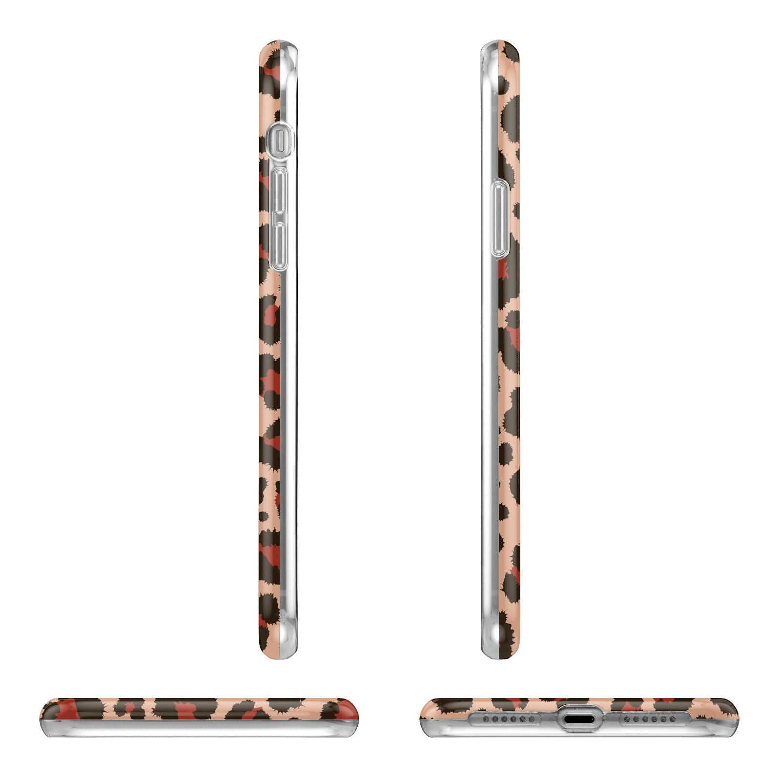 Personalised Leopard Print Name Apple iPhone XR in White with 3D Wrap Tough Case Alternative Image Angles