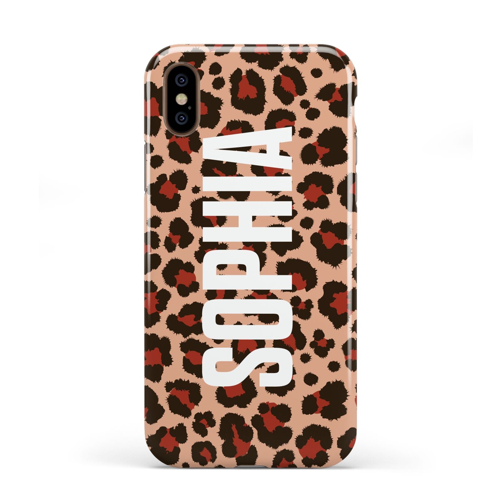 Personalised Leopard Print Name Apple iPhone XS 3D Tough