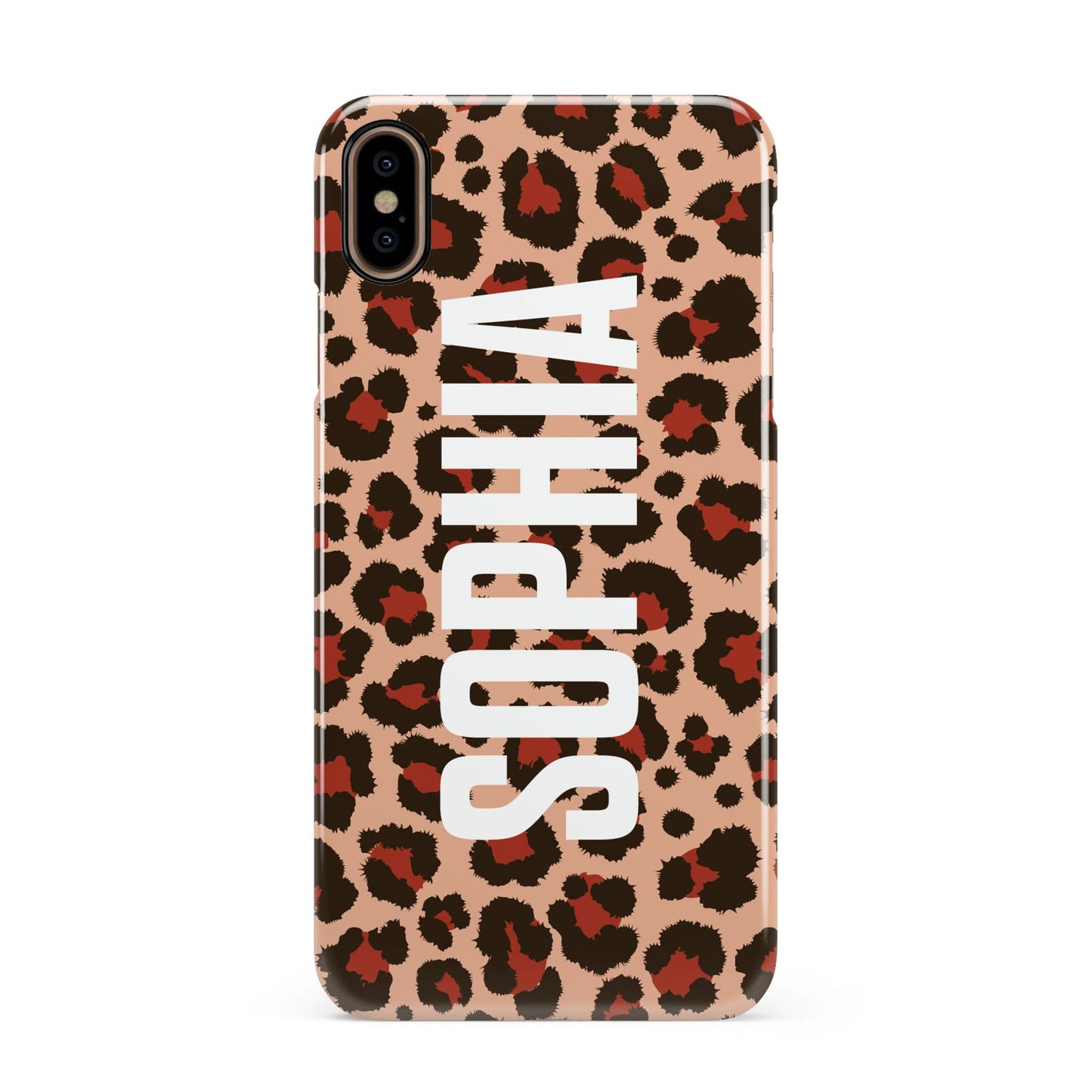 Personalised Leopard Print Name Apple iPhone Xs Max 3D Snap Case