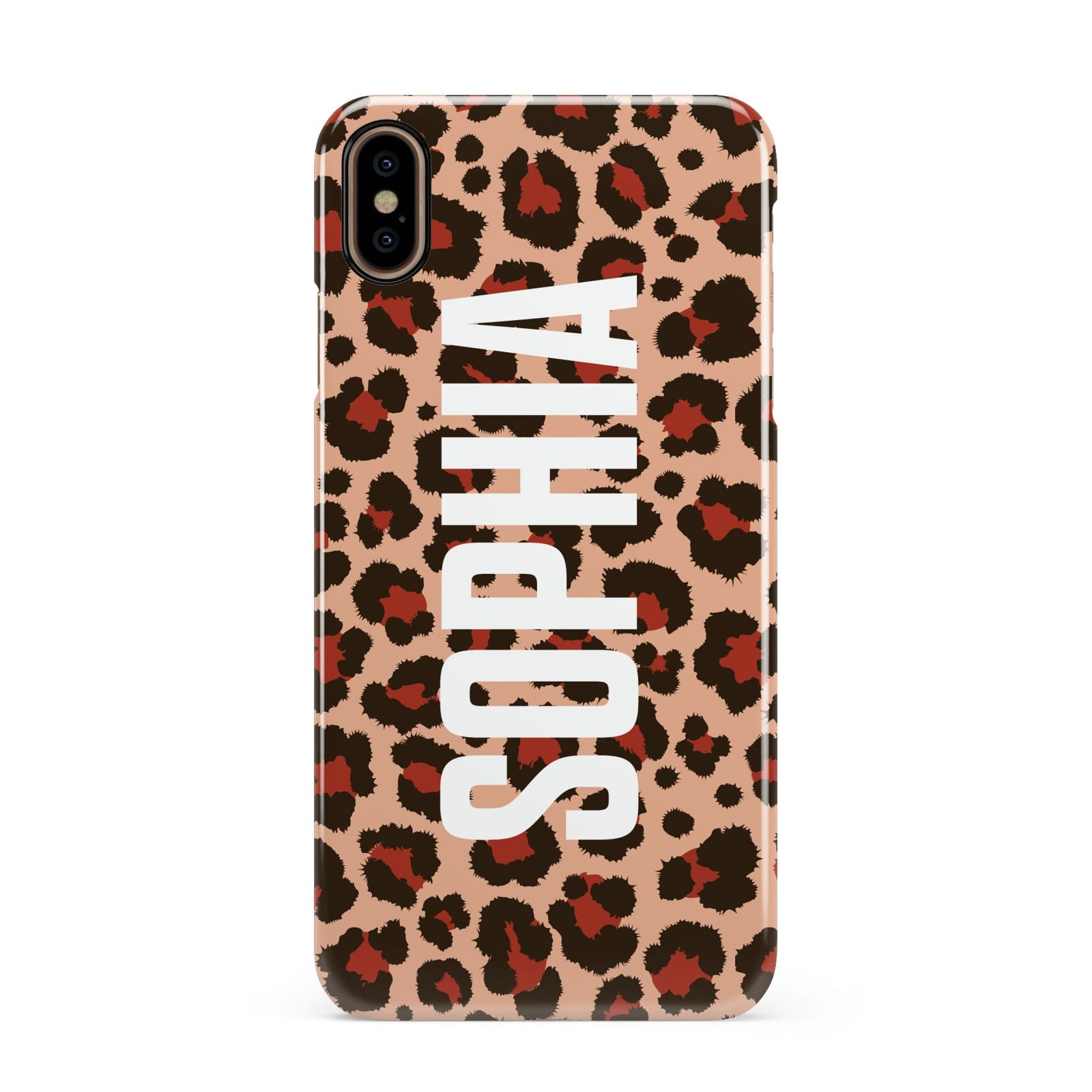 Personalised Leopard Print Name Apple iPhone Xs Max 3D Snap Case