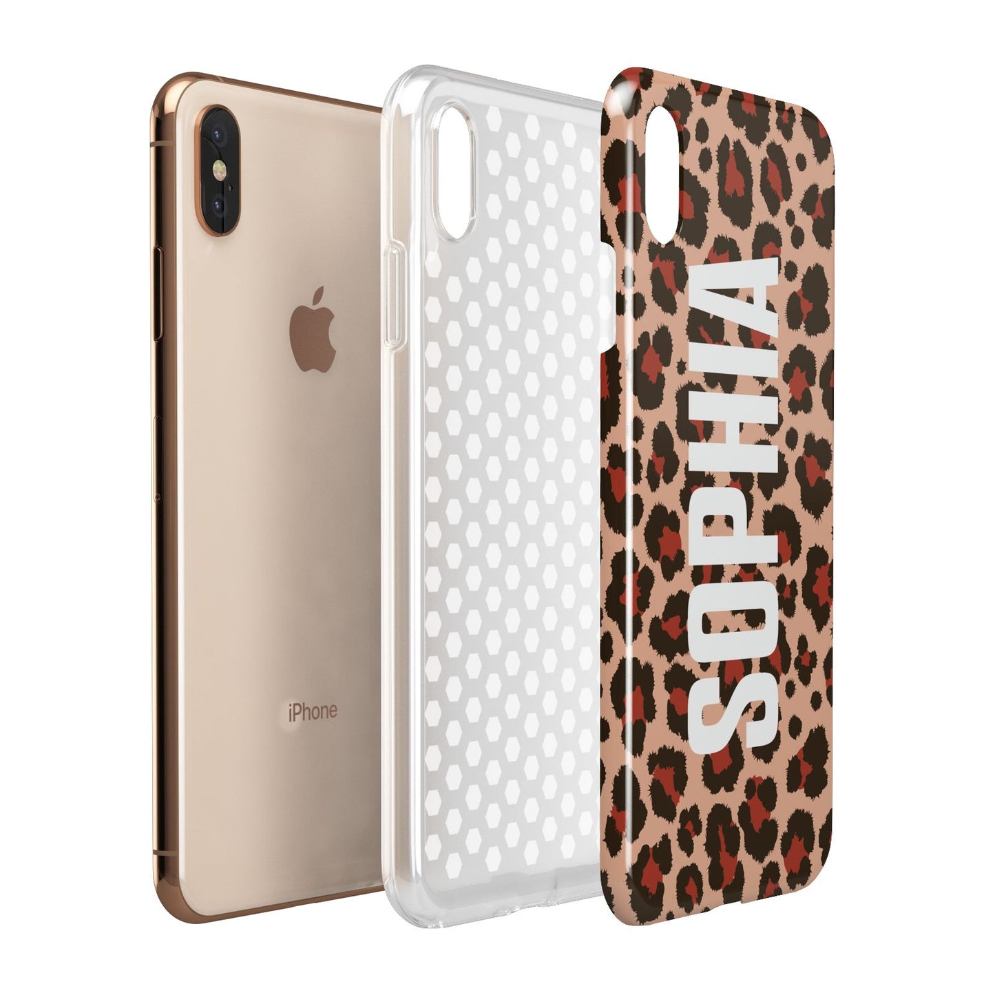 Personalised Leopard Print Name Apple iPhone Xs Max 3D Tough Case Expanded View