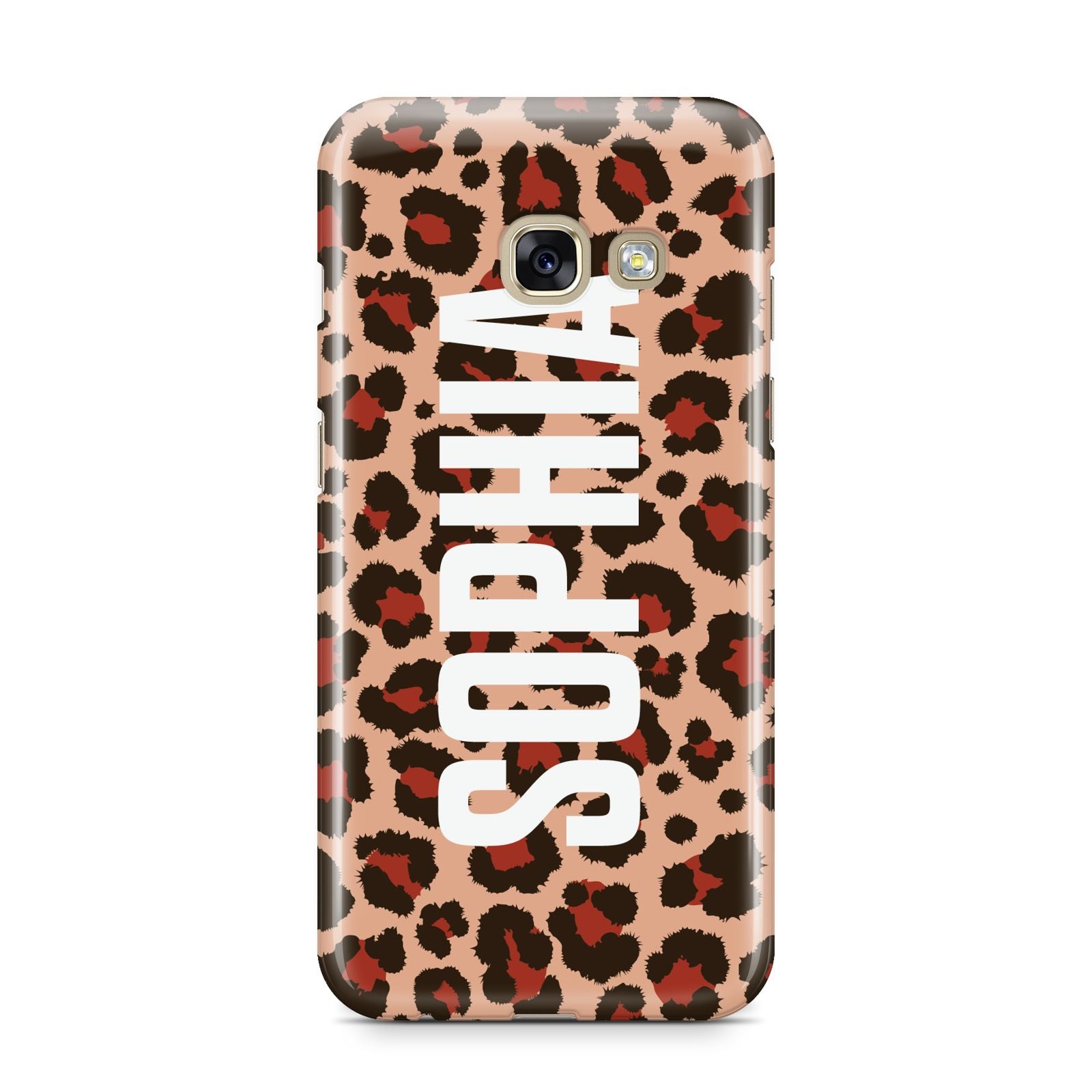 Personalised Leopard Print Name Samsung Galaxy A3 2017 Case on gold phone