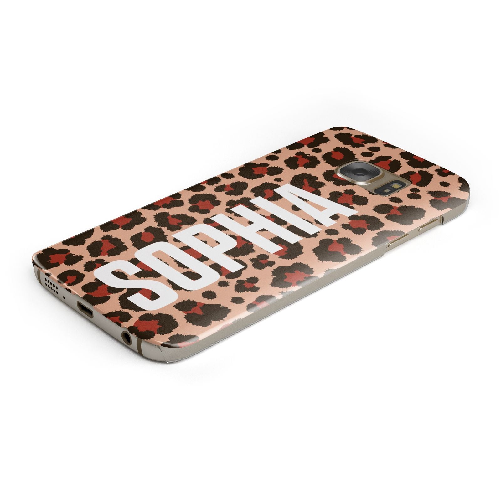 Personalised Leopard Print Name Samsung Galaxy Case Bottom Cutout