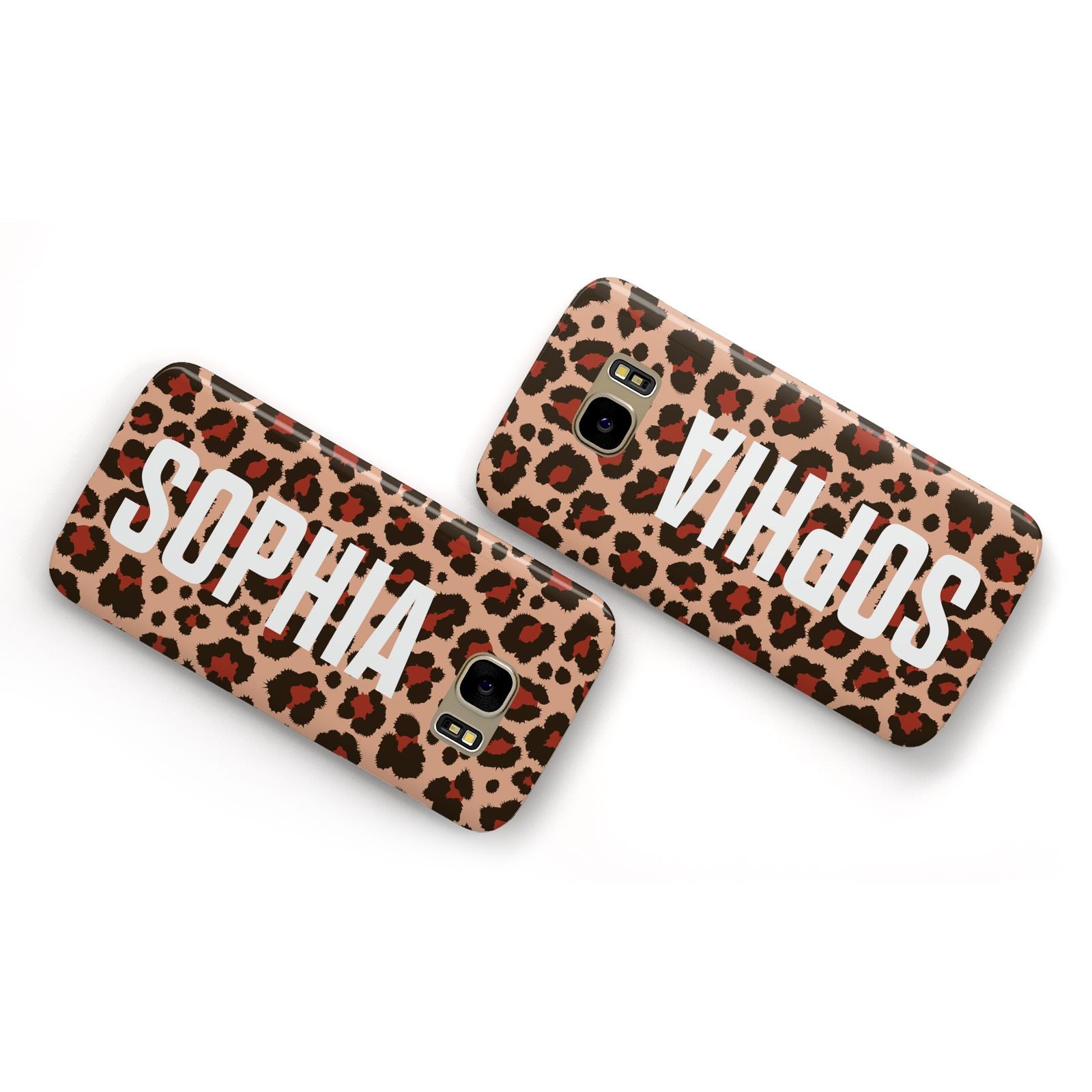 Personalised Leopard Print Name Samsung Galaxy Case Flat Overview