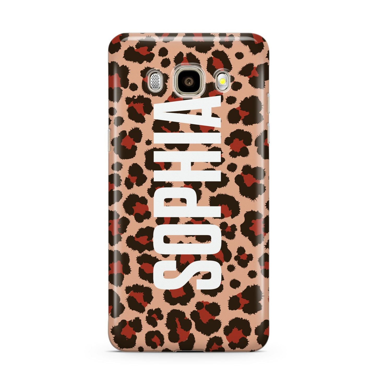 Personalised Leopard Print Name Samsung Galaxy J7 2016 Case on gold phone