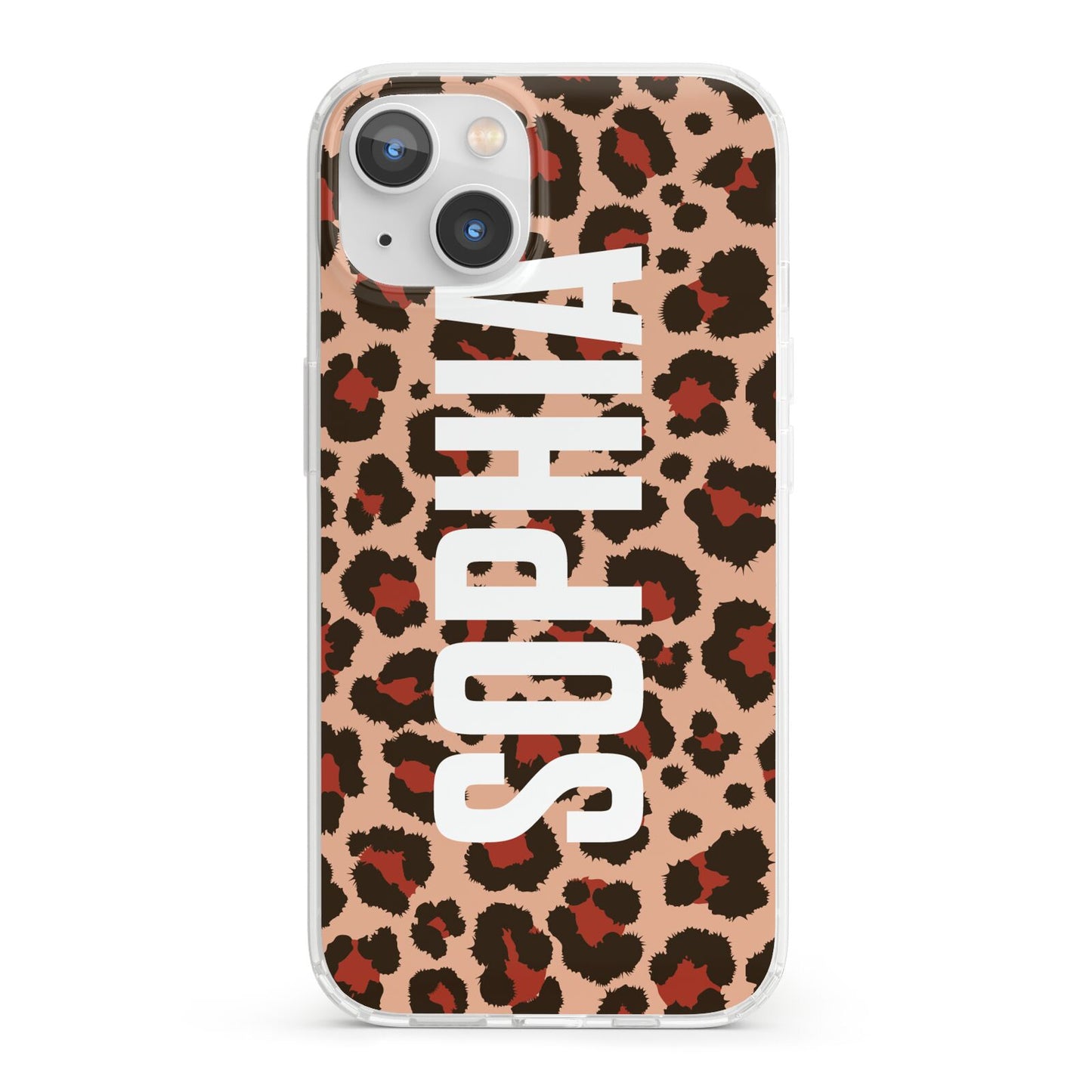Personalised Leopard Print Name iPhone 13 Clear Bumper Case