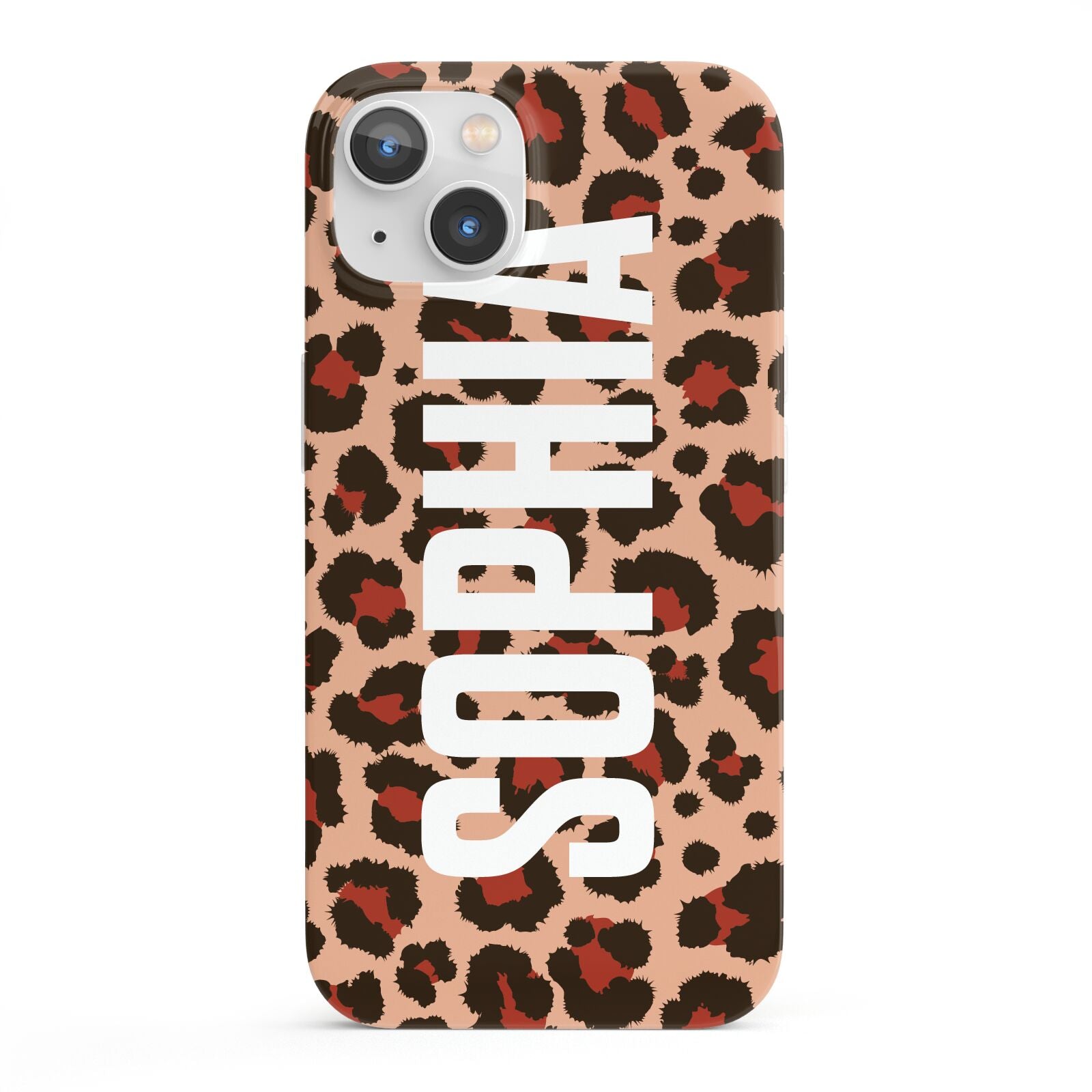 Personalised Leopard Print Name iPhone 13 Full Wrap 3D Snap Case