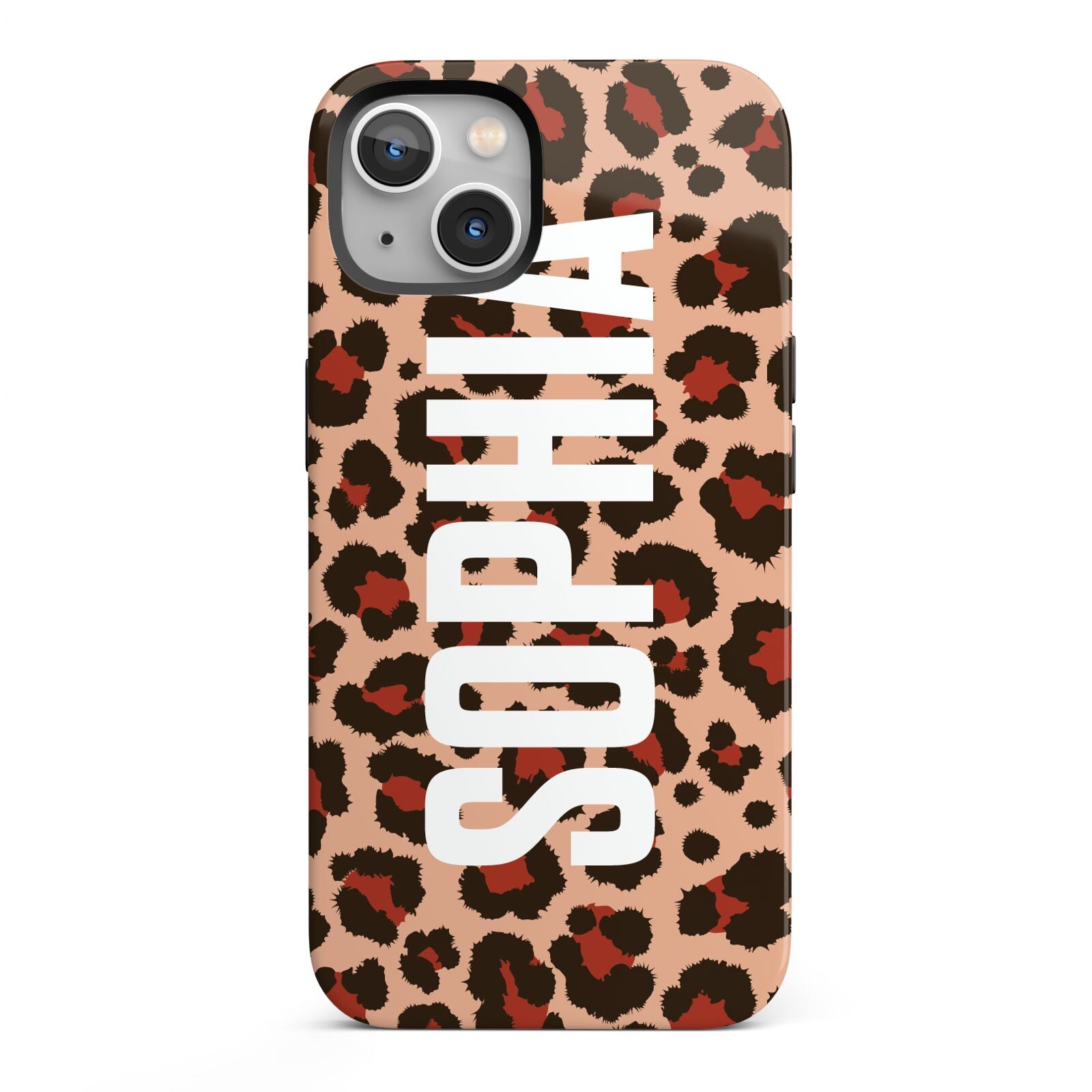 Personalised Leopard Print Name iPhone 13 Full Wrap 3D Tough Case